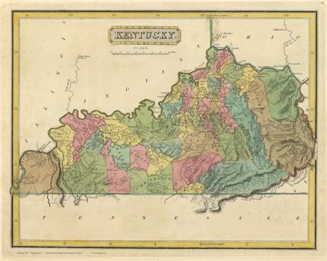 Kentucky 1816 State Map Lucas Old Map Reprint Etsy
