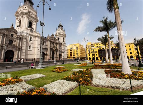 Lima Peru Main Square Plaza Mayor Plaza De Armas Lima Cathedral
