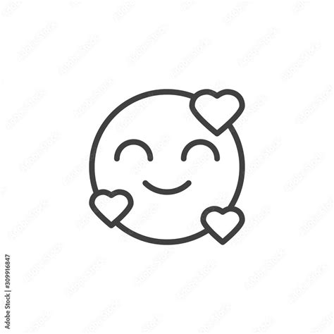 In Love Smiley Line Icon Linear Style Sign For Mobile Concept And Web