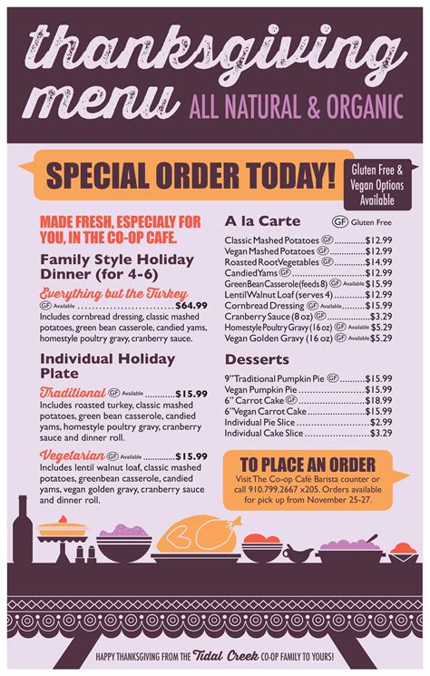 Thanksgiving Catering Menu | Tidal Creek Co-op