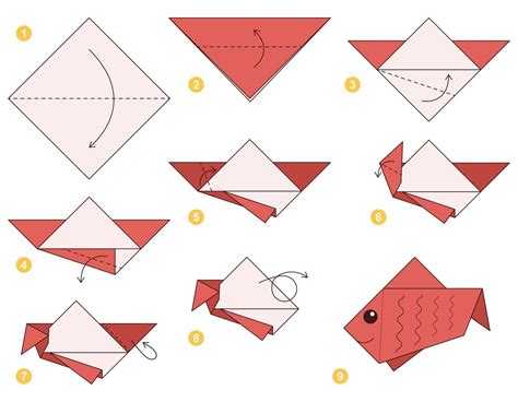 Tutorial De Esquema De Origami De Peces Modelo En Movimiento