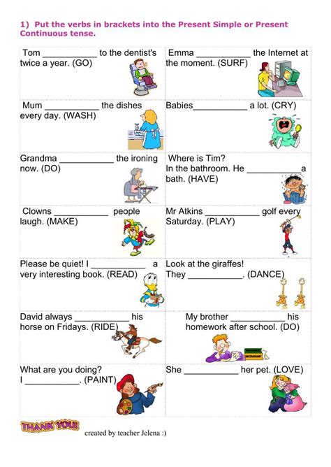 Present Simple Vs Present Continuous Interactive Worksheet Live