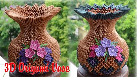 3d Origami Vase V1 Paper Flower Vase Handmade Decoration Youtube