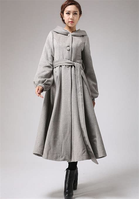 Gray Wool Coat Long Trench Coat Womens Coats Dress Coat Etsy