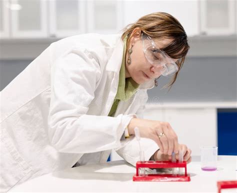 Young Woman Works Girl In Laboratory Stock Image Image Of Experiment