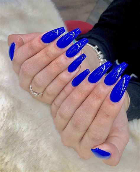 Check Out Simonelovee ️ Blue Coffin Nails Blue Acrylic Nails Long