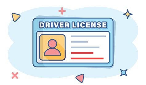Driver License Icon In Comic Style Id Card Cartoon Vector Illustration