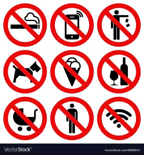 Prohibited Signs Royalty Free Vector Image Vectorstock
