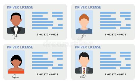 Vector Man And Woman Plastic Id Cards Car Driver Licenses Stock Vector