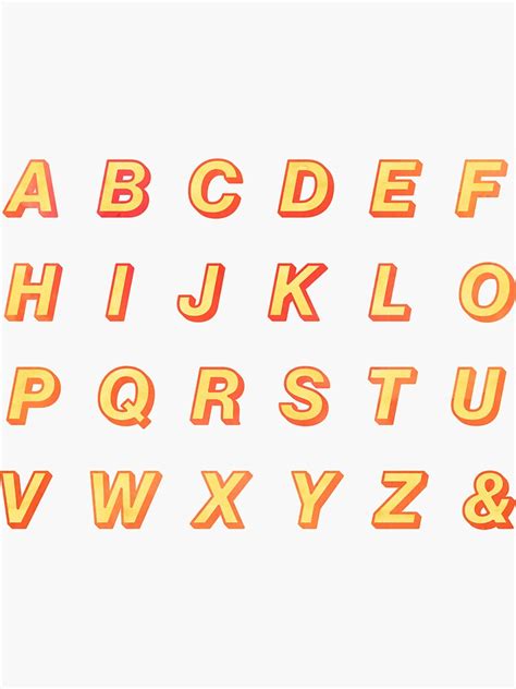 Yellow Bright Alphabet Letters Pack Sticker For Sale By Summerpositif