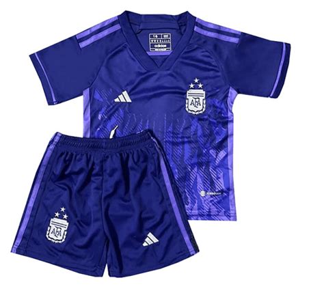 Kit Infantil Argentina 2023 Uniforme Reserva 3 Estrelas CampeÃ Da Copa Do Mundo
