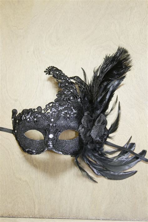 Black Feather Lace Carnival Masquerade Mask Venetian