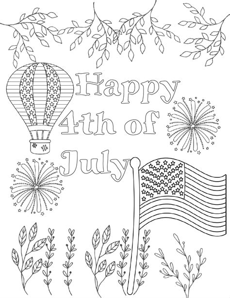 There are number, words, and other embellishments to color in these coloring pages. Free Printable Fourth of July Coloring Pages: 4 Designs