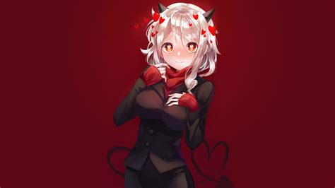 Find the best red and white wallpaper backgrounds on getwallpapers. white hair, big boobs, anime girls, anime, horns, Heart ...