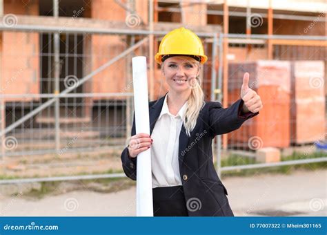 Successful Happy Young Female Architect Stock Photo Image Of