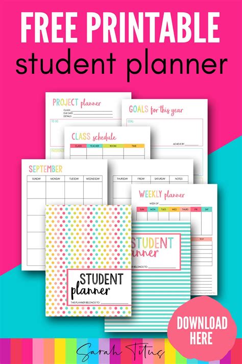 Printable Student Planner 46 Pages Planificador Organización