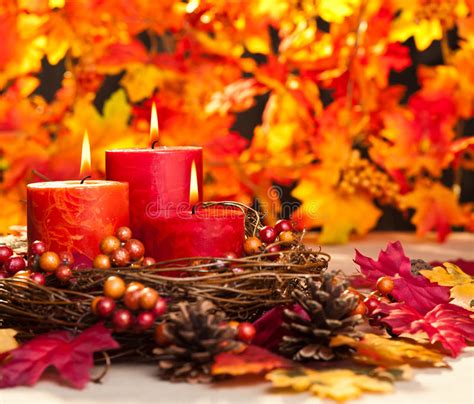 Autumn Candles Stock Image Image Of Fire Cone Celebrate 31142329