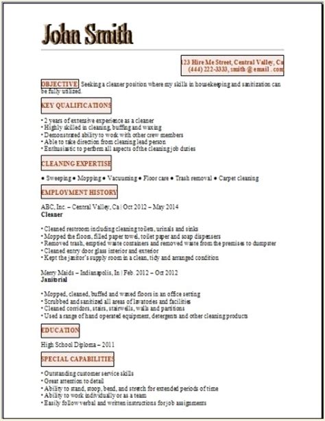 How to write a cv effectively: Resume For Cleaning:examples,samples Free edit with word