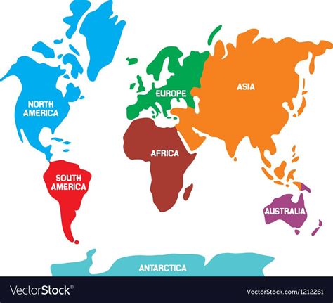 World Map With Continents Royalty Free Vector Image Ad Continents