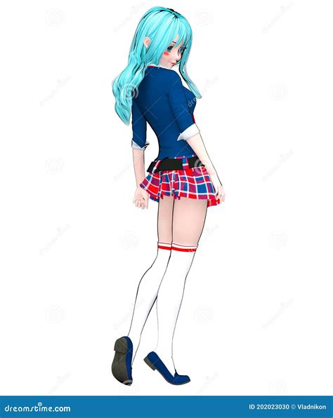 3d Japanese Anime Schoolgirl Stock Illustration Illustration Of Japan