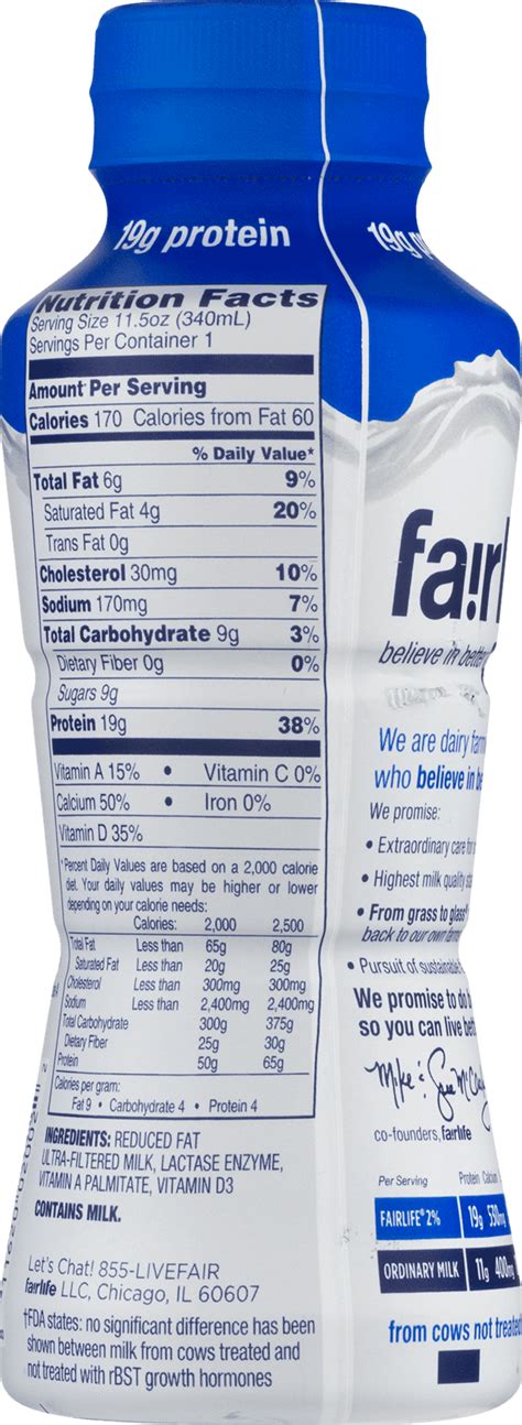 Fairlife Milk Nutrition Label - Trovoadasonhos