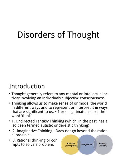 Disorders Of Thought Obsessivecompulsive Disorder Thought