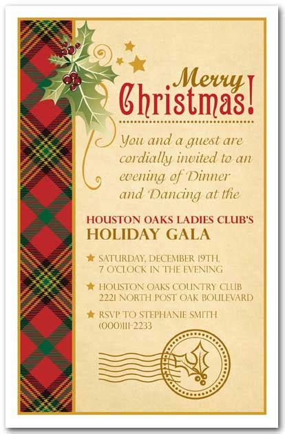 13 christmas bingo cards for kids, adults, family, large groups. Holly on Plaid Holiday Party Invitations, Christmas Invitation