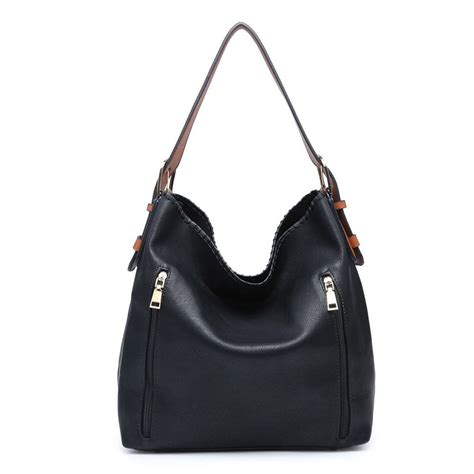 Jen And Co 2 In 1 Hobo Bag With Dual Zip Accessory Compartment In Black