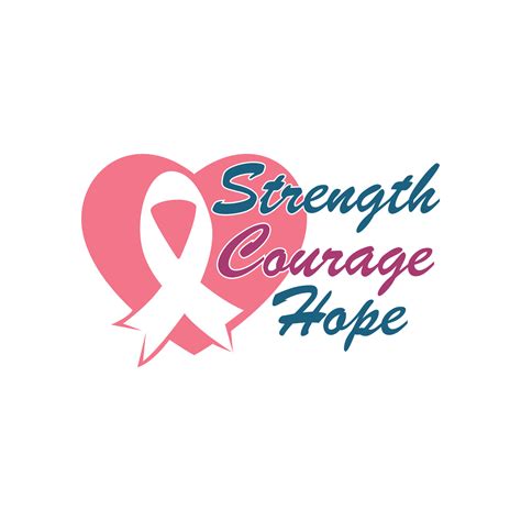 Strength Courage And Hope Fight Against Cancer Pink Ribbon Breast Cancer Awareness Symbol