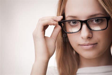 Cute Girl Wearing Glasses Stock Image Image Of Female 23436245