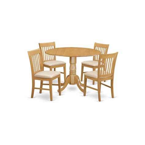 Dlno5 Oak C 5 Pc Small Kitchen Table Set Round Kitchen Table And 4 Din