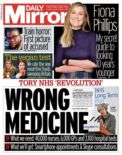 It had an average daily print circulation of 962,670 in march 2014. Daily Mirror front pages 2019 - #tomorrowspaperstoday ...