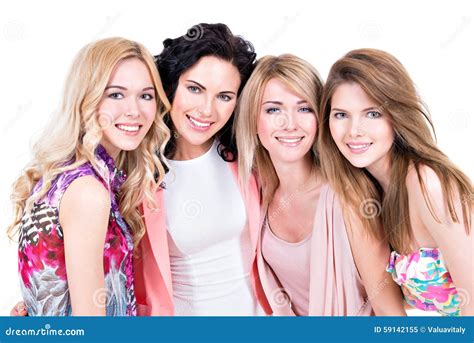 Mulheres De Sorriso Bonitas Novas Do Grupo Imagem De Stock Imagem De