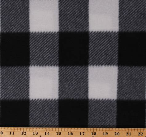 Fleece Plaid Black And White Checks Checkered Squares Plaids Fleece