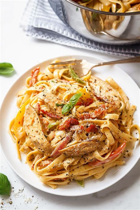 Chicken Pasta In Creamy Pesto Sun Dried Tomato Sauce