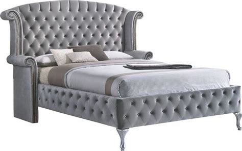 Coaster® Deanna 4 Piece Silver Grey Upholstered Bedroom Set Blvdhome