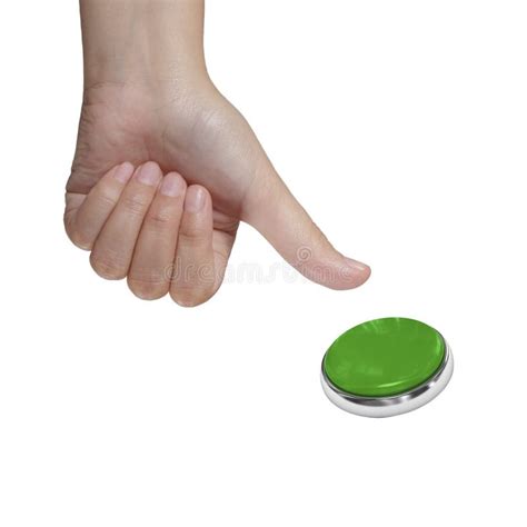 Pressing Green Button Isolated On White Stock Image Image Of