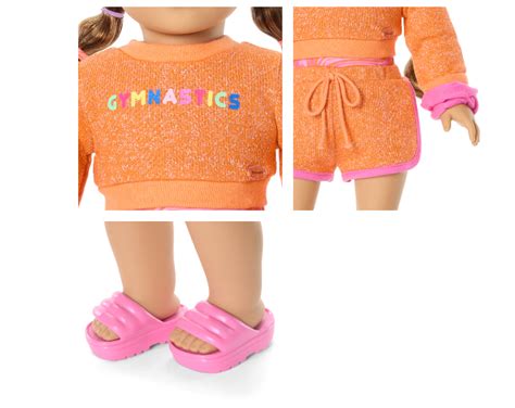 american girl lila gymnastics practice outfit nib leotard sweatshirt shorts slip ebay
