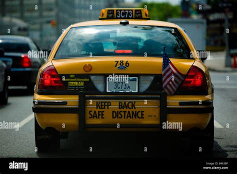 Back Of Nyc Yellow Taxi Cab Queens Ny Usa Stock Photo Alamy