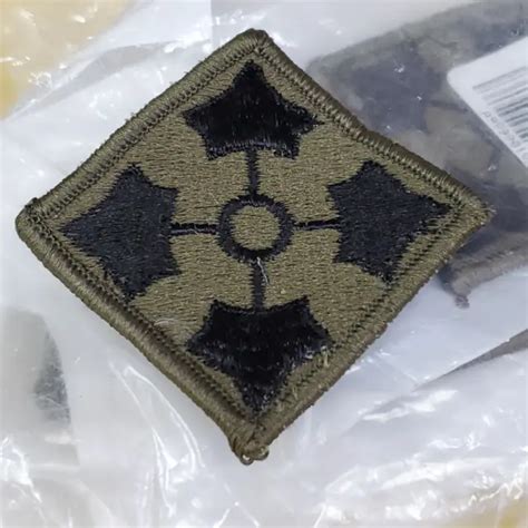 Vintage Us Army 4th Infantry Division Patch Sew On Subdued Od Black