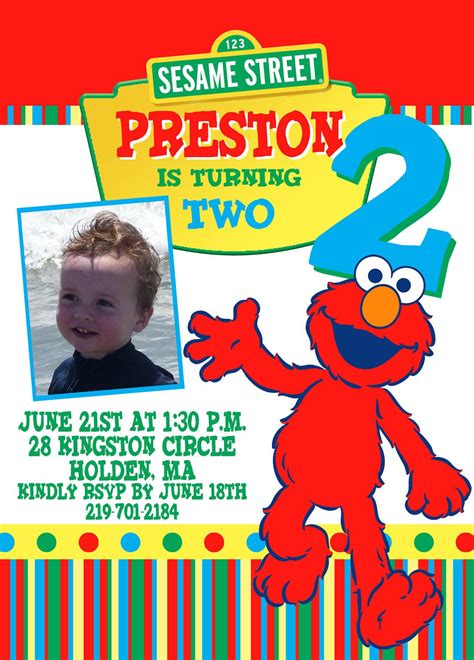 Photo Elmo Sesame Street Custom Birthday Invitations 15 00 Via Etsy Sesame Street Elmo