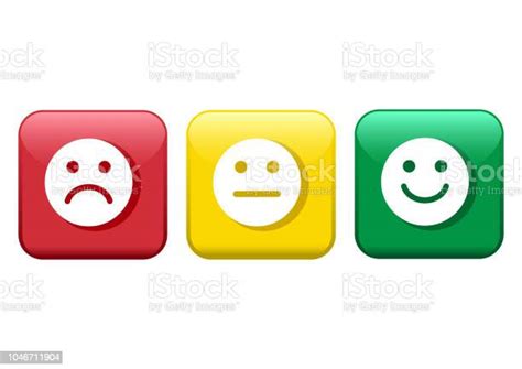 Set Of Buttons Red Yellow Green Smileys Emoticons Icon Negative Neutral