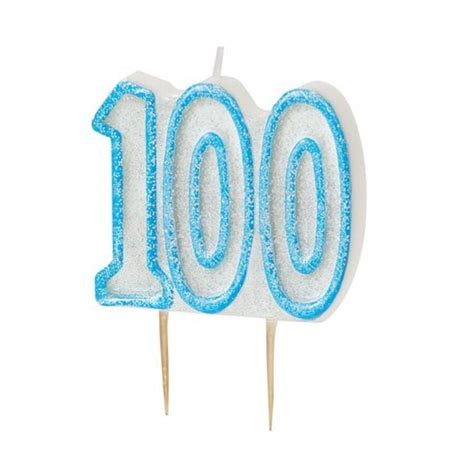 Blue Glitz Number 100 Candle 100th Birthday Cake Candles Birthday