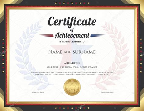 Certificate Of Achievement Template With Gold Border Theme And Awarded
