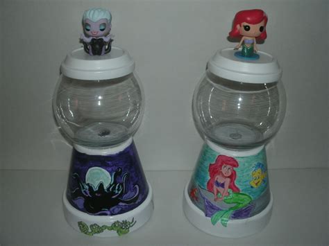 Little Mermaid And Ursula Gumball Jars Terra Cotta Pot Crafts Clay Pot