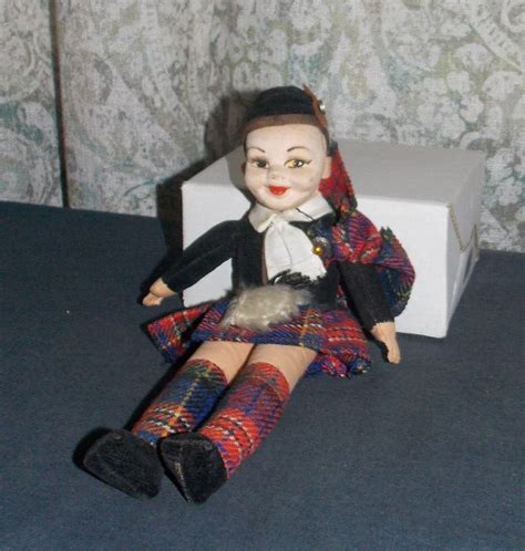 Cute Vintage Marked Norah Wellings Highlanderscottish Boy Doll Plaid