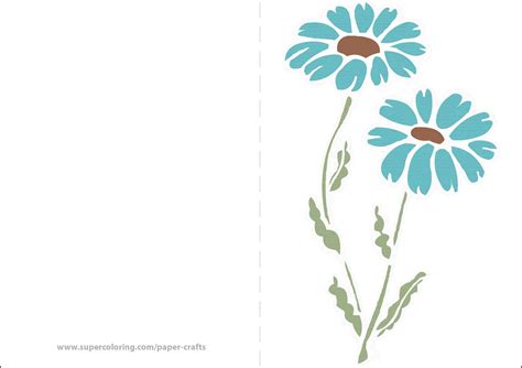 Download Card with Blue Flowers | Free Printable Papercraft Templates
