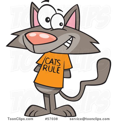 Cartoon Brown Kitty Wearing A Cats Rule Shirt 57038 By Ron Leishman