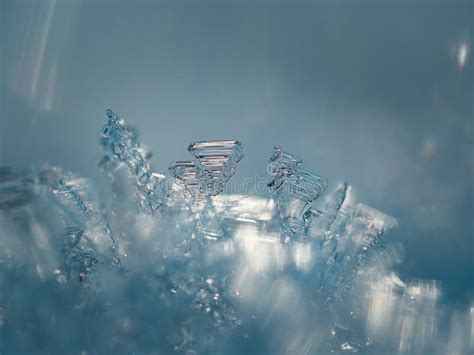 Closeup Of Ice Crystals Frozen In Winter Stock Image Image Of