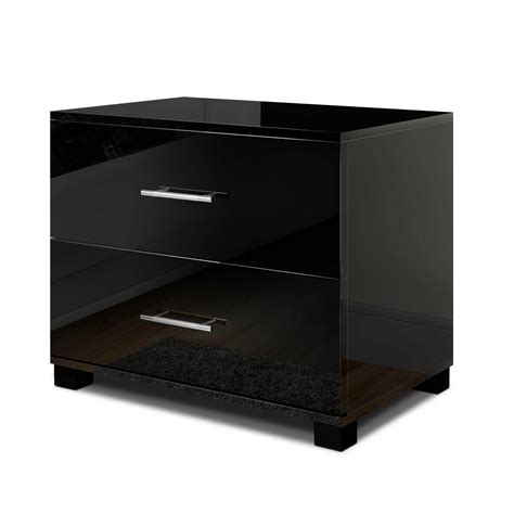 Check spelling or type a new query. Artiss High Gloss Two Drawers Bedside Table - Black